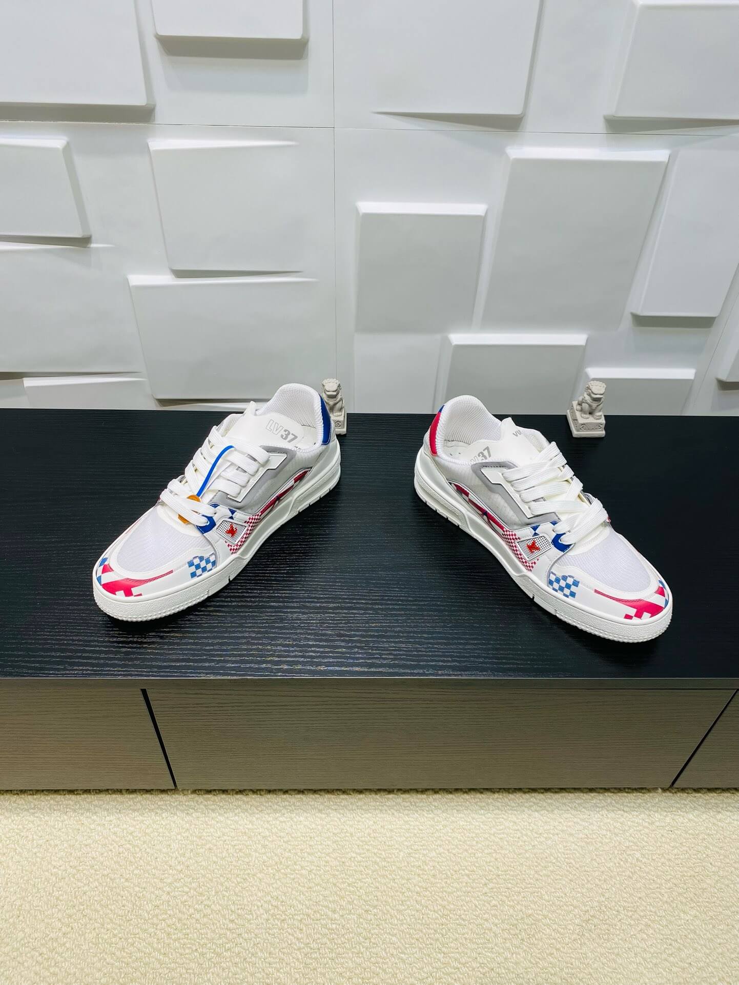Red and Blue Plaid Sneakers