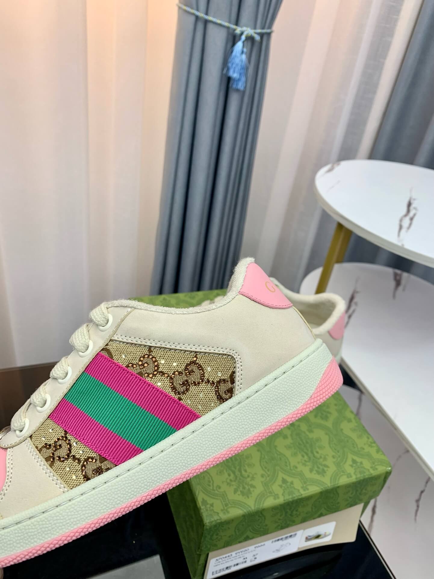Pink and Green Stripe Sneakers