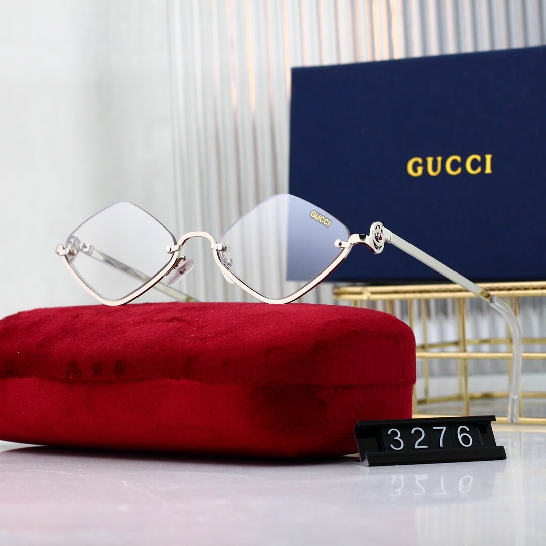 Gafas de sol de moda con media montura y rombos