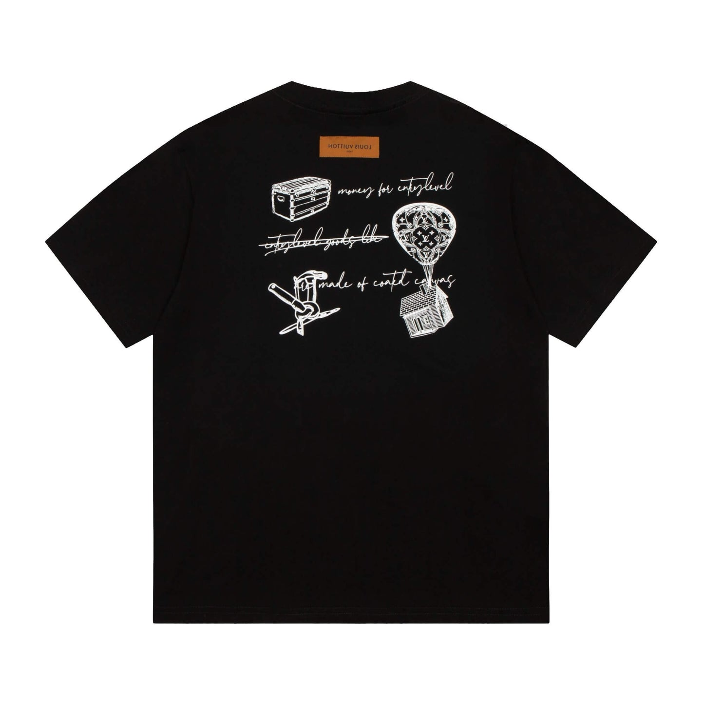 Camiseta con estampado de casa voladora