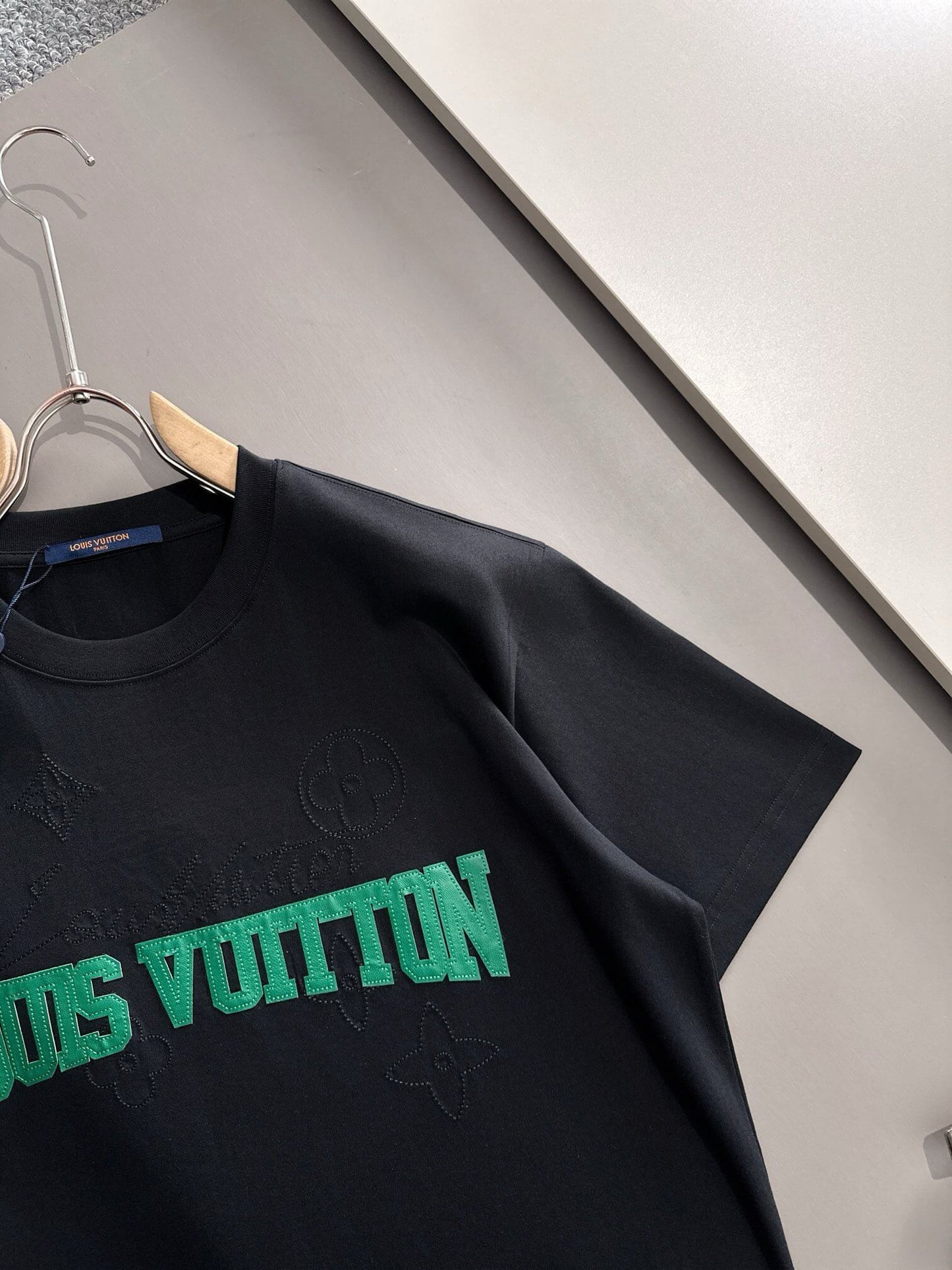 Green Embroidered Letter T-Shirt