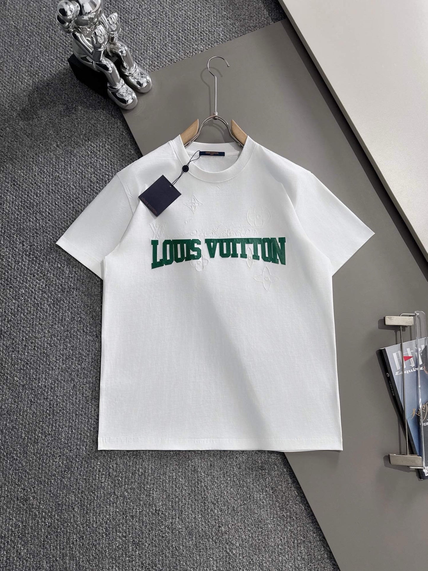 Green Embroidered Letter T-Shirt