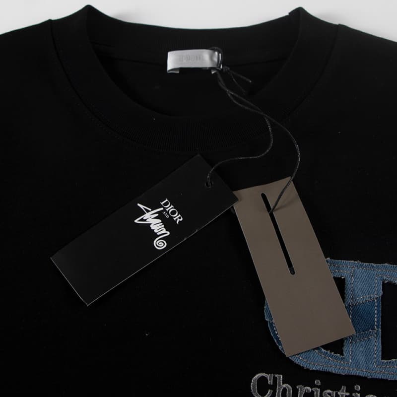 Embroidered Denim Patch T-Shirt