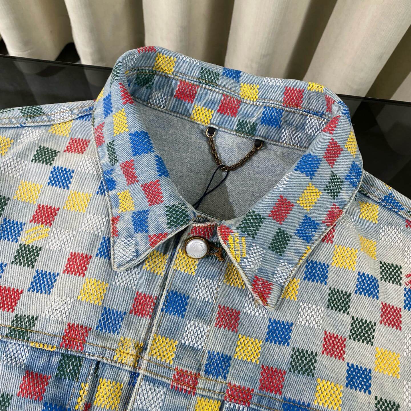 Pixel Checkerboard Denim Jacket