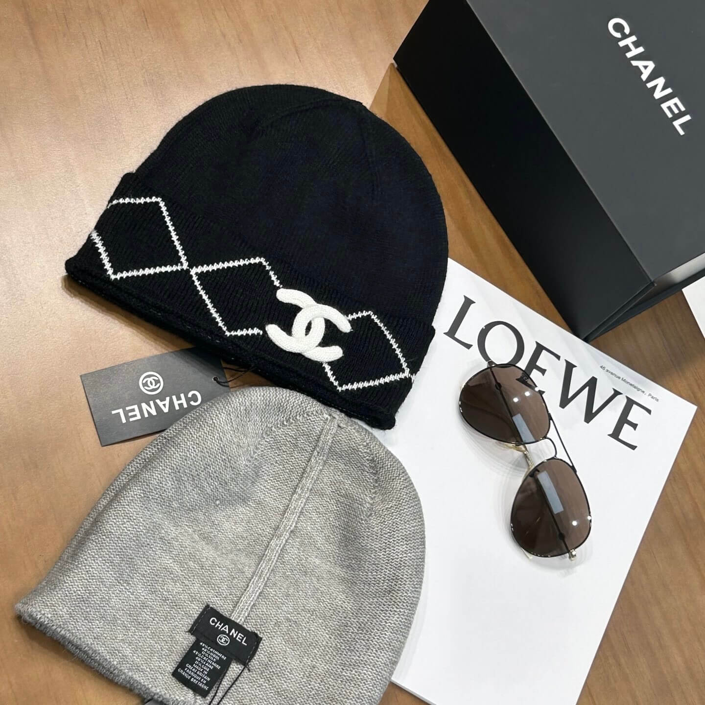 Gorro de punto con estampado de diamantes