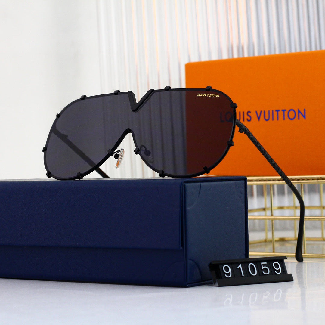 Gafas de sol modernas con montura metálica en forma de V