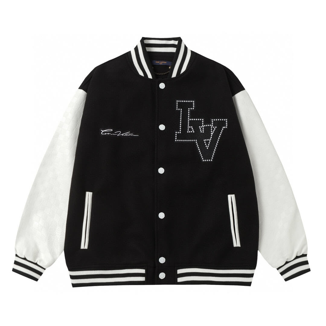 Chaqueta de béisbol con ribete de perlas