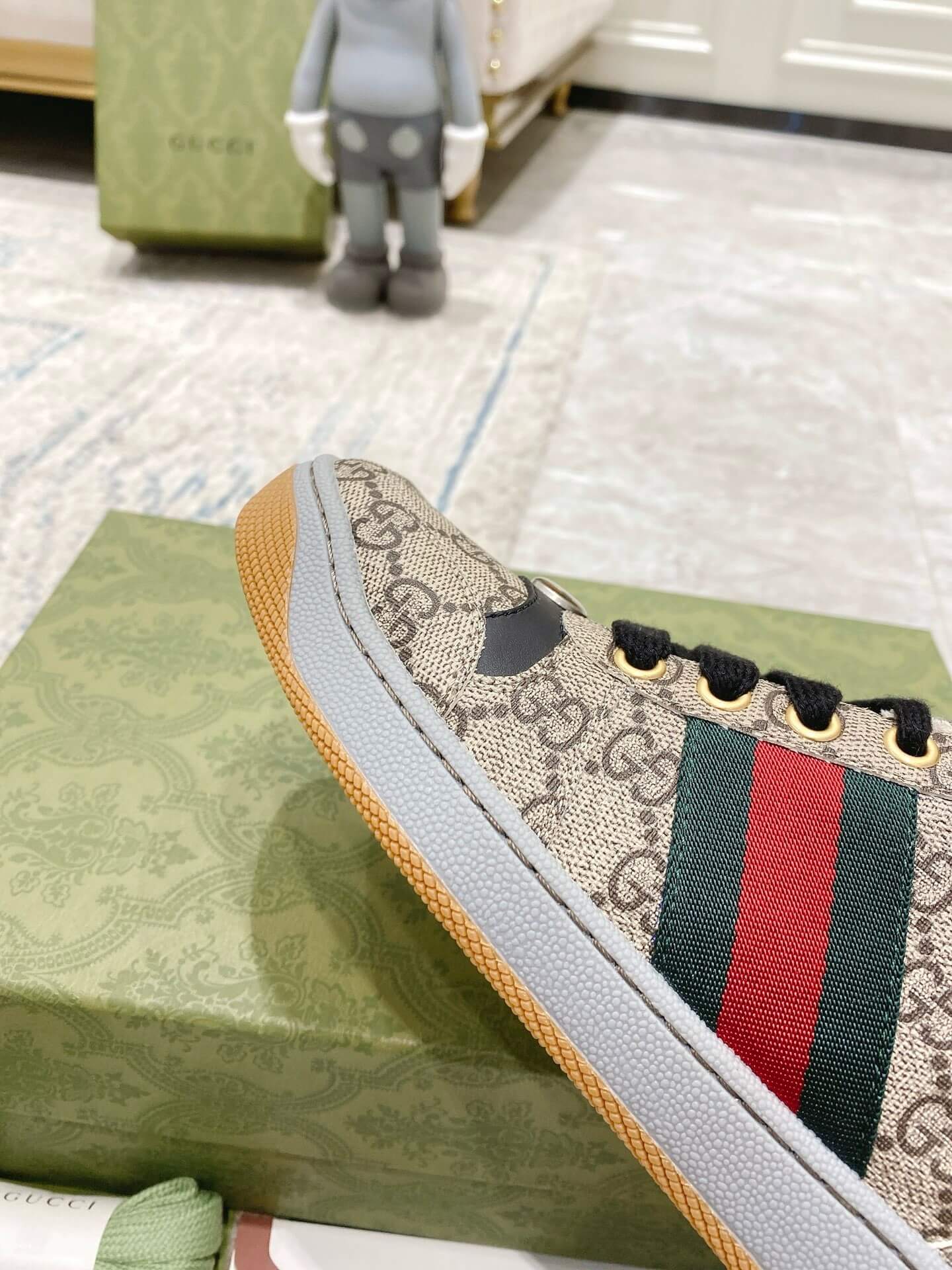 Metallic Double-G Gray Sneakers
