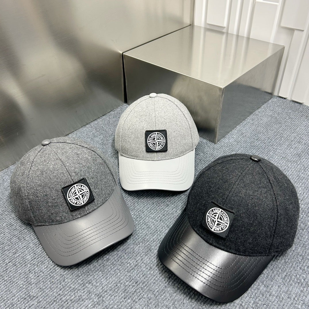 Gorra de béisbol con patchwork de mezcla de lana