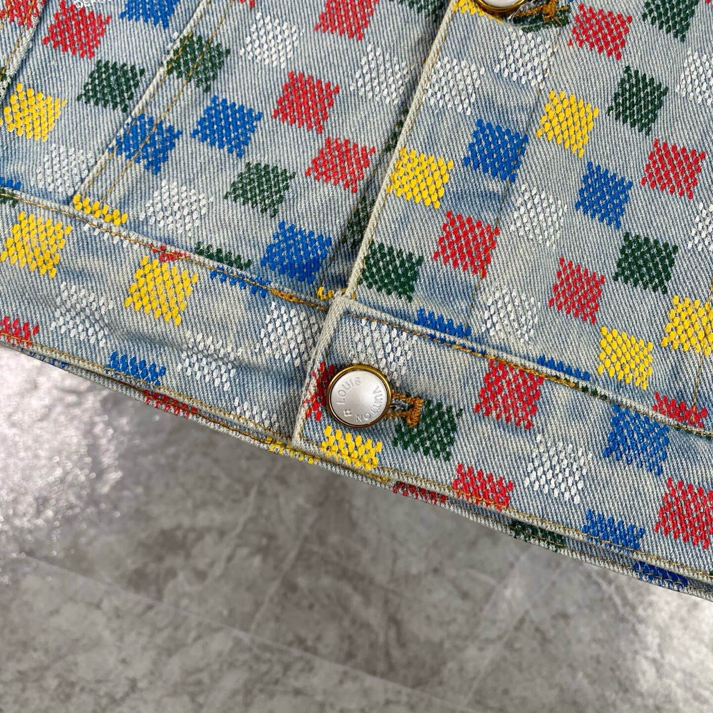 Pixel Checkerboard Denim Jacket