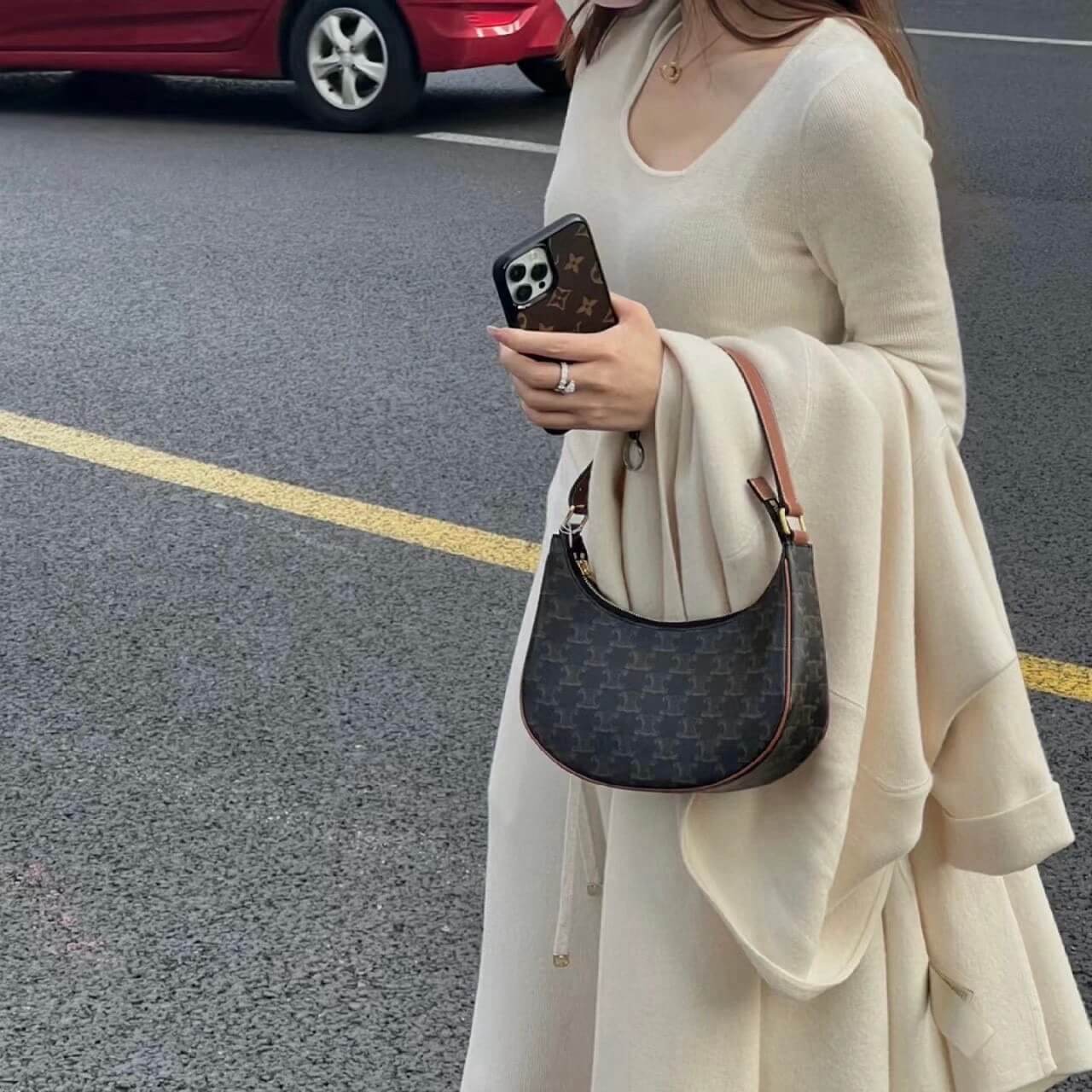 Bolso hobo con estampado retro clásico integral