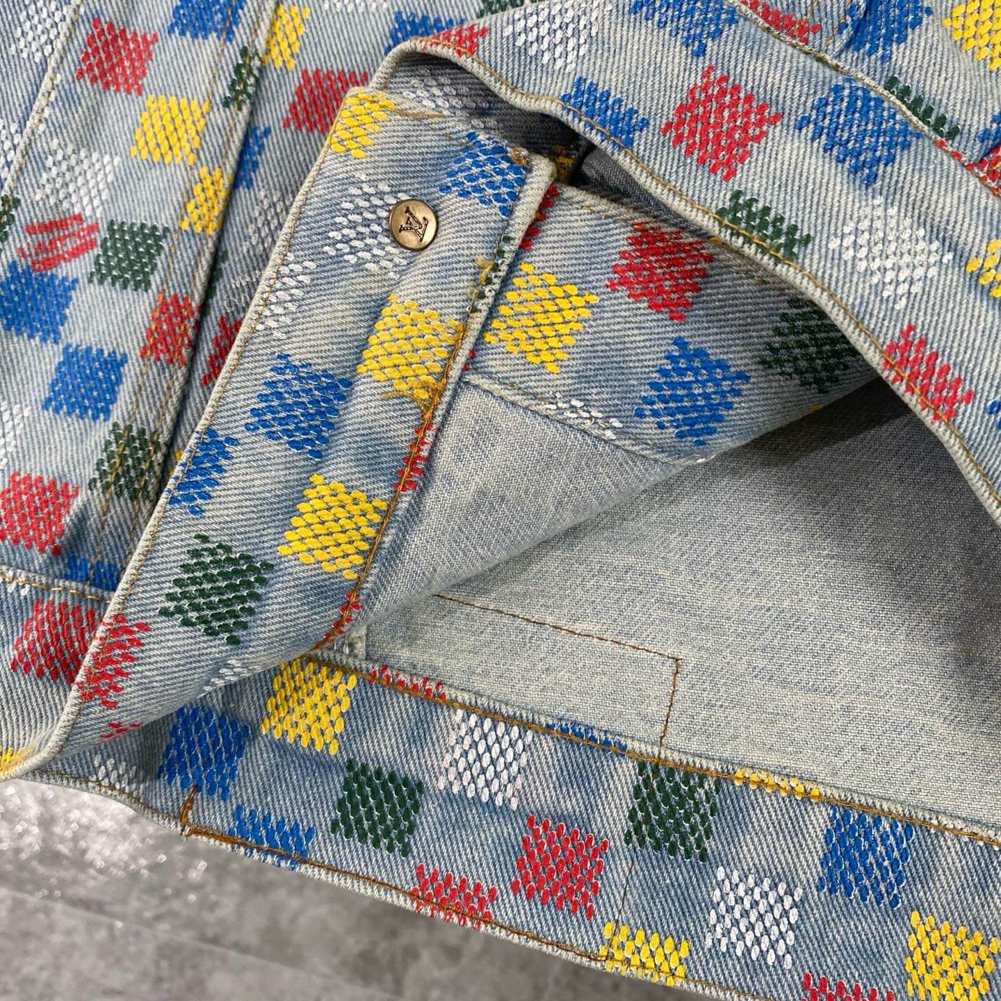 Pixel Checkerboard Denim Jacket