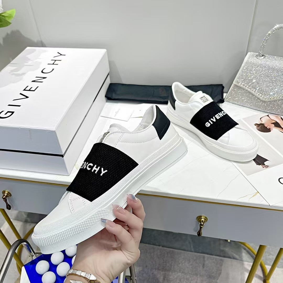 Simple White Sneakers with Lettered Straps