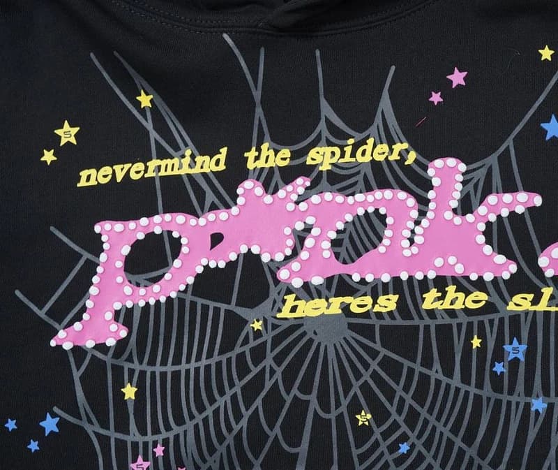 Sudadera con capucha clásica web negra y rosa
