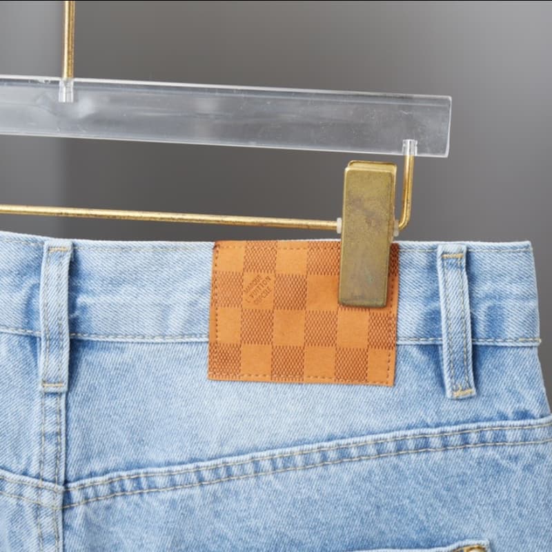 Pocket Letter Embroidered Denim Shorts