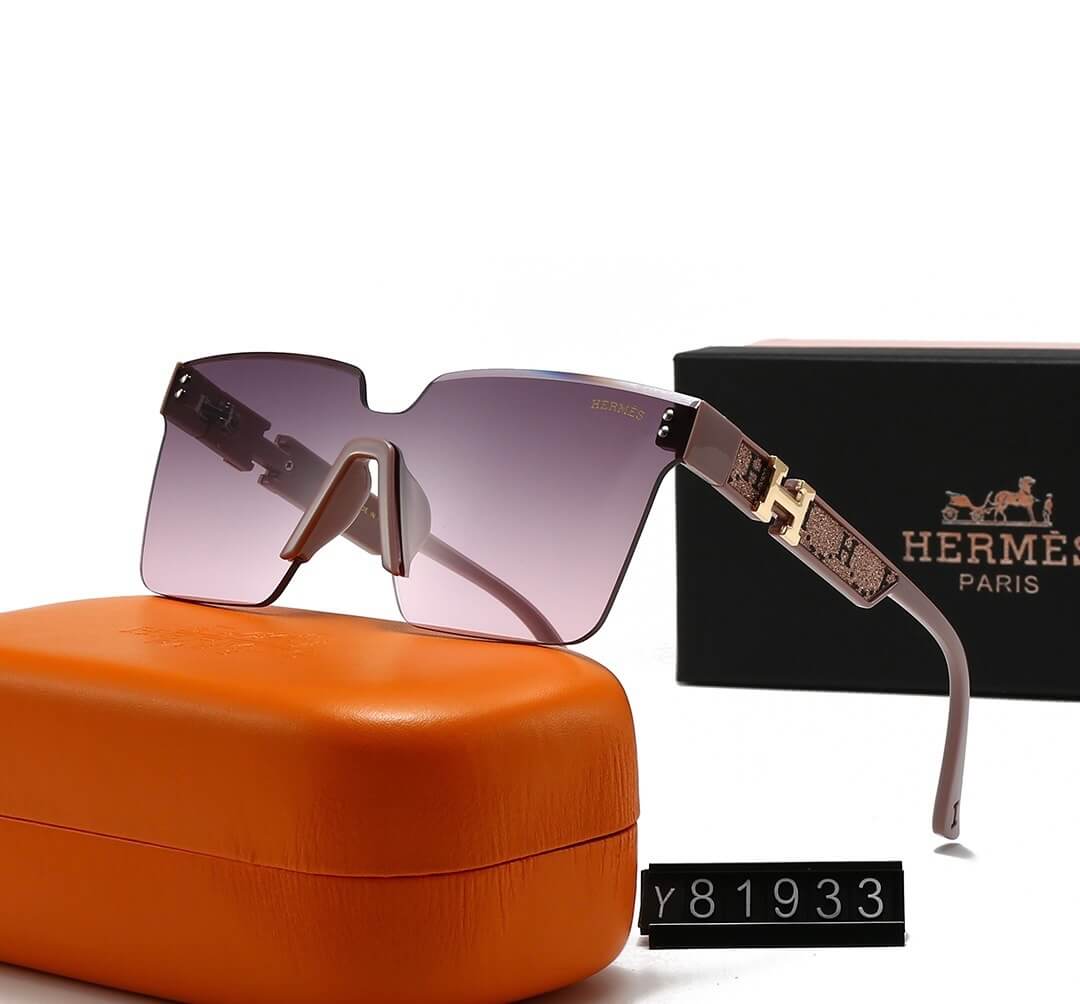 Gafas de sol de estilo casual, sin marco y con patillas brillantes