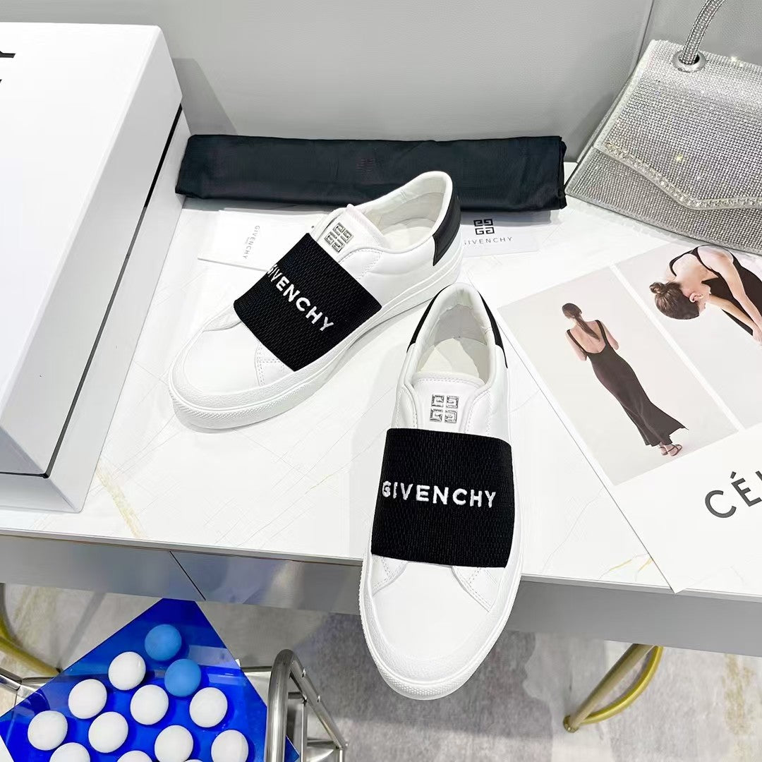 Simple White Sneakers with Lettered Straps
