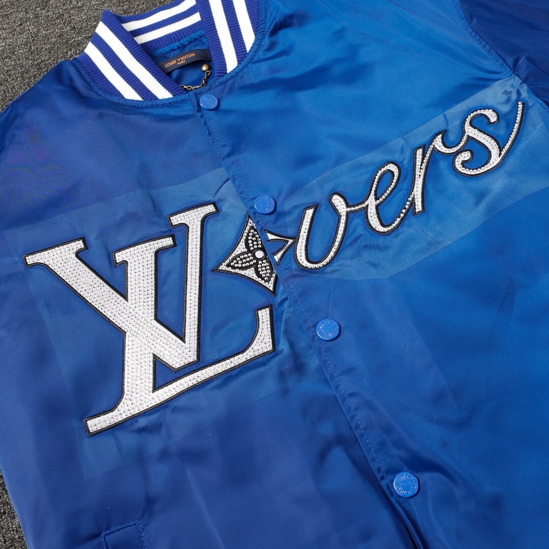 Veste de baseball bleue à strass