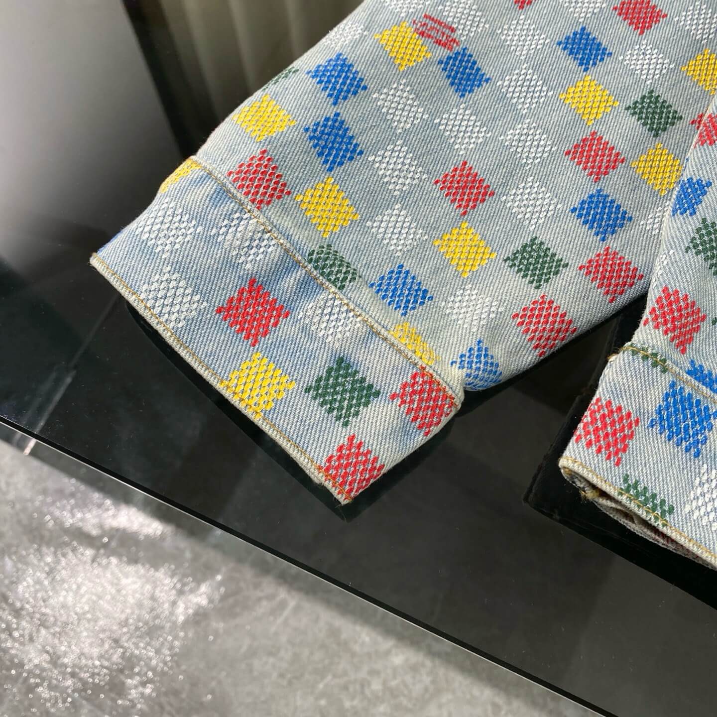 Pixel Checkerboard Denim Jacket