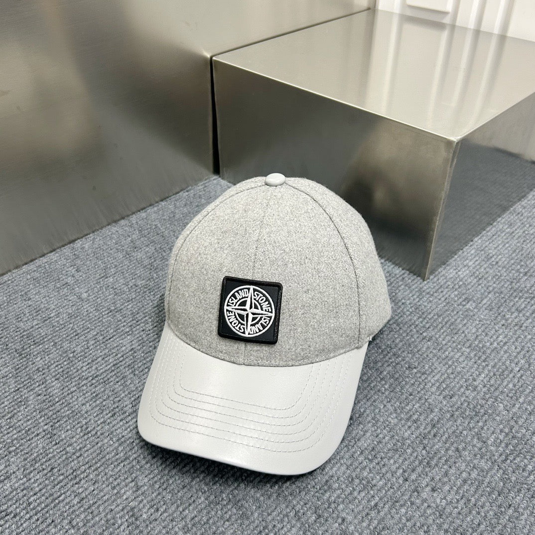 Gorra de béisbol con patchwork de mezcla de lana