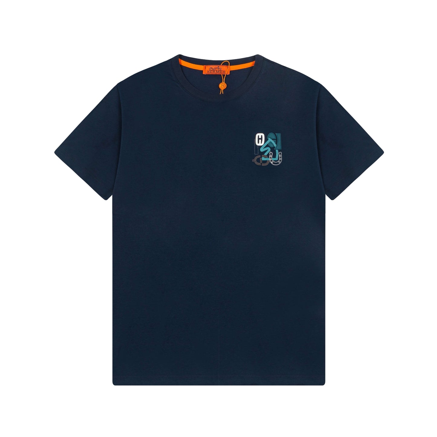 Camiseta azul bordada