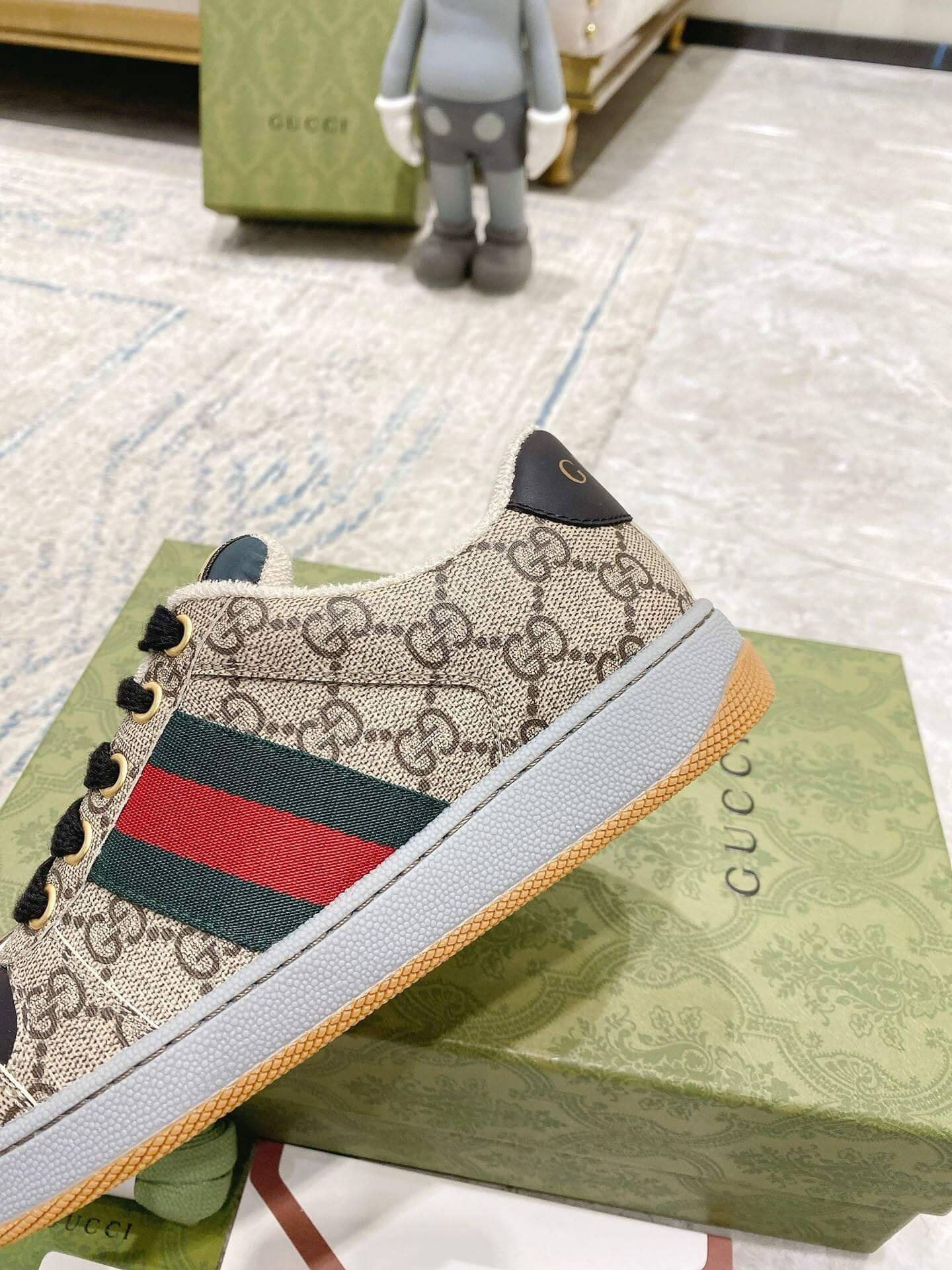 Metallic Double-G Gray Sneakers