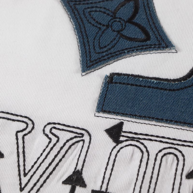2025 Embroidered Denim Patch T-Shirt
