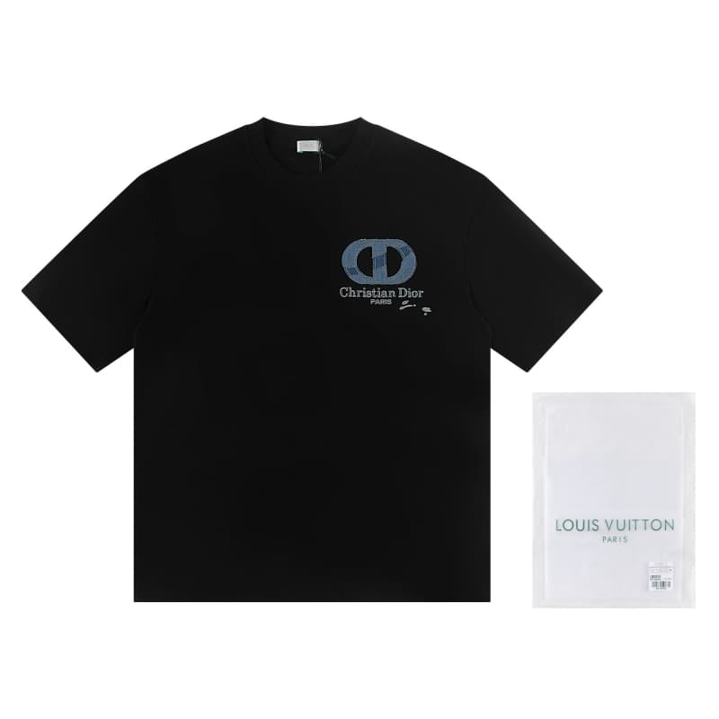 Embroidered Denim Patch T-Shirt