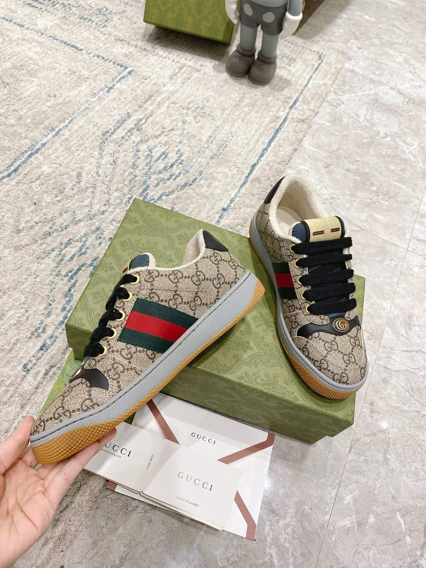 Metallic Double-G Gray Sneakers