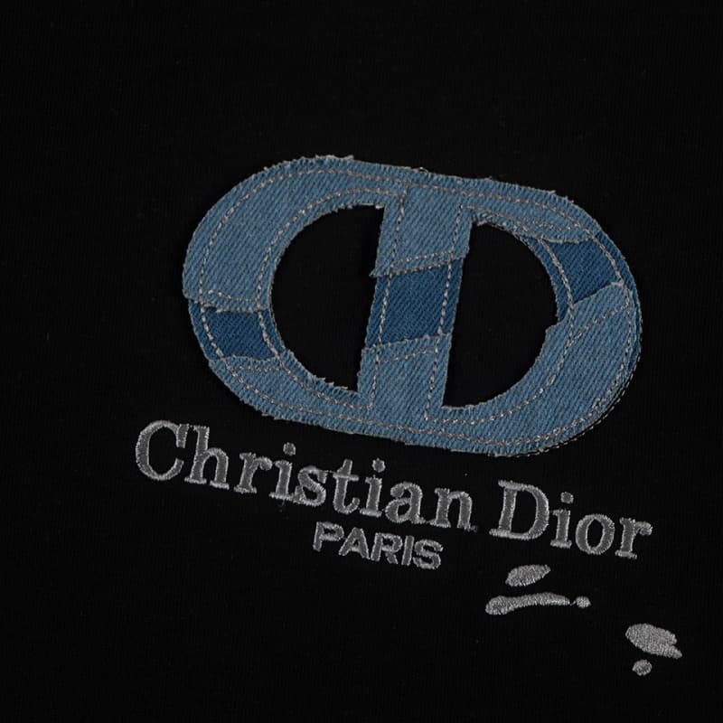 Embroidered Denim Patch T-Shirt