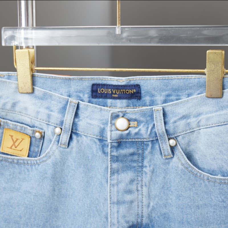 Pocket Letter Embroidered Denim Shorts