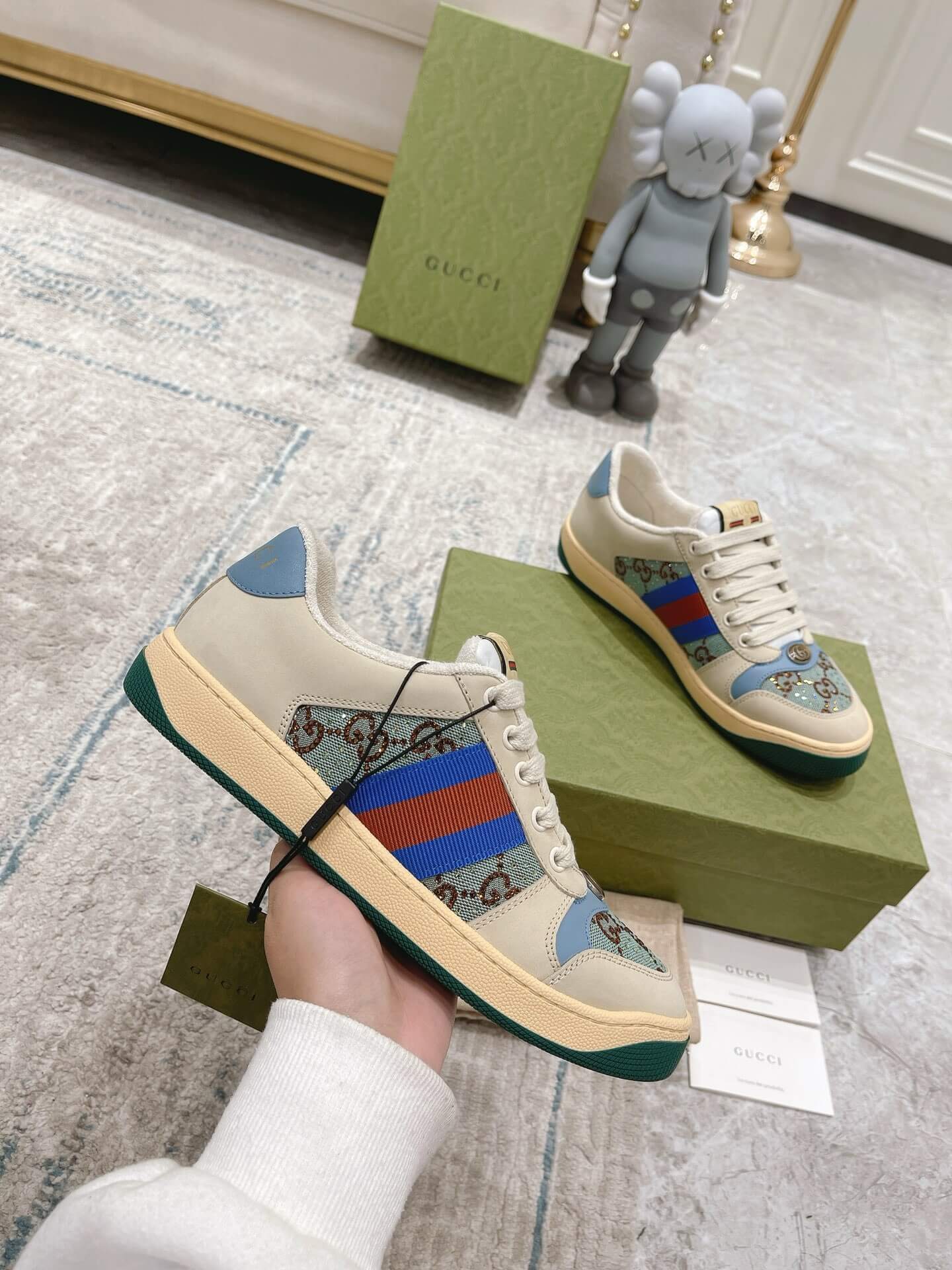 Metallic Double-G Blue Sneakers