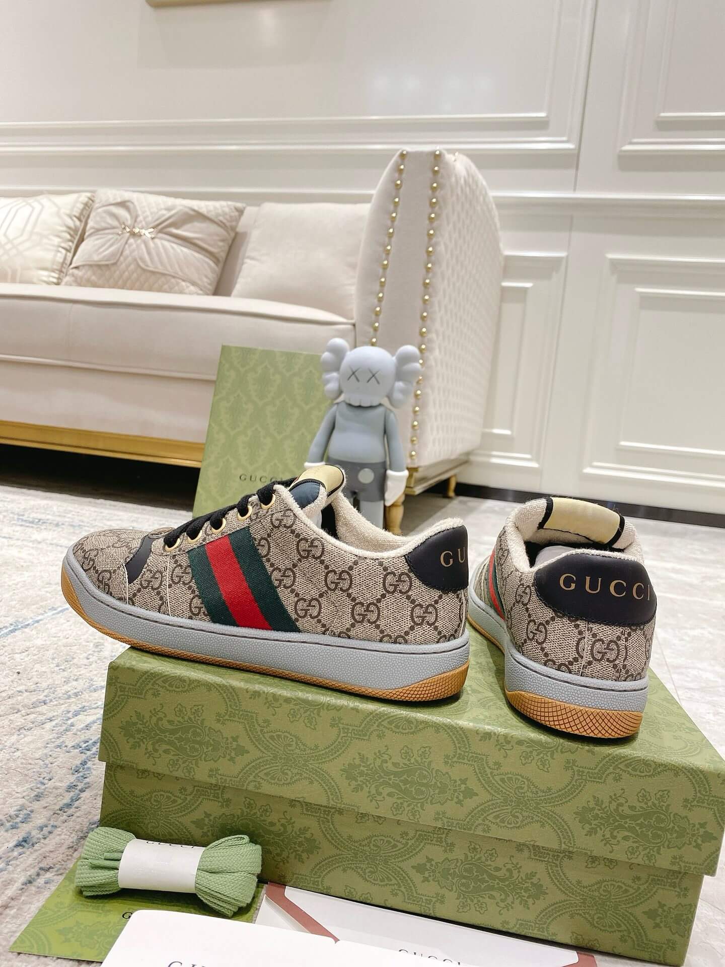 Metallic Double-G Gray Sneakers