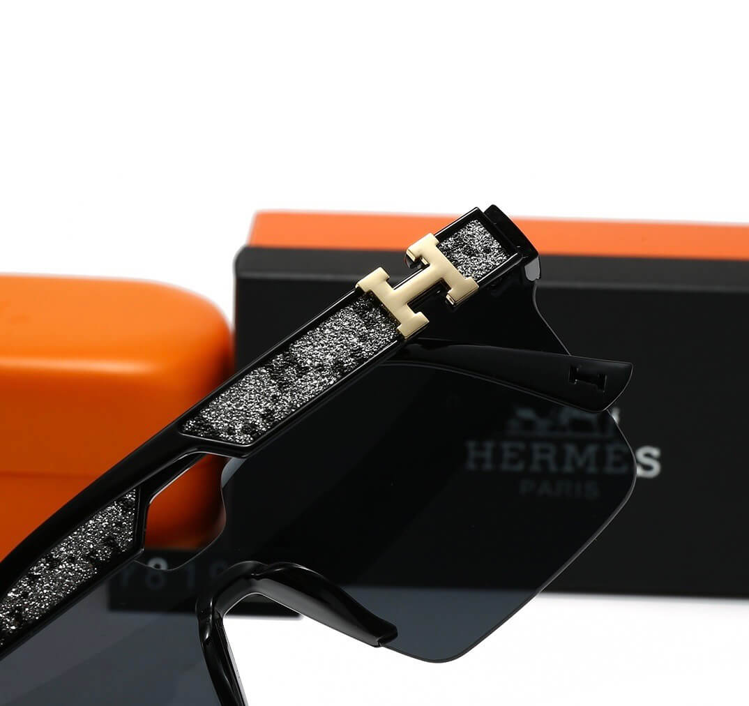 Gafas de sol de estilo casual, sin marco y con patillas brillantes