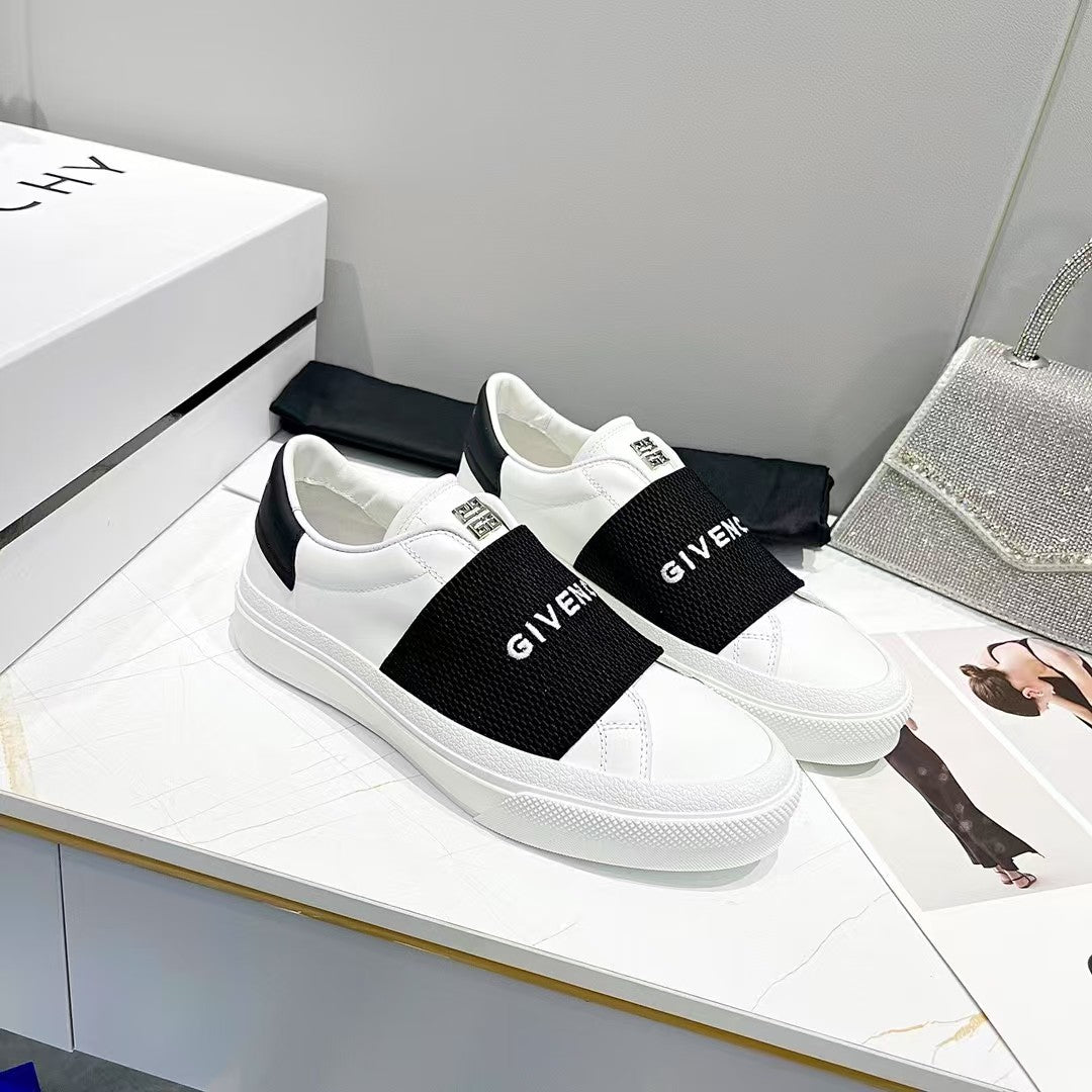 Simple White Sneakers with Lettered Straps
