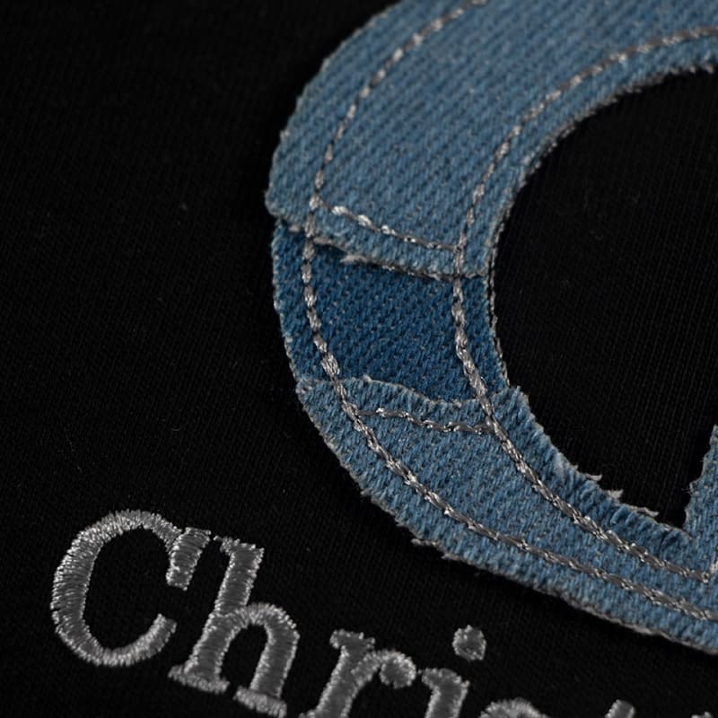 Embroidered Denim Patch T-Shirt