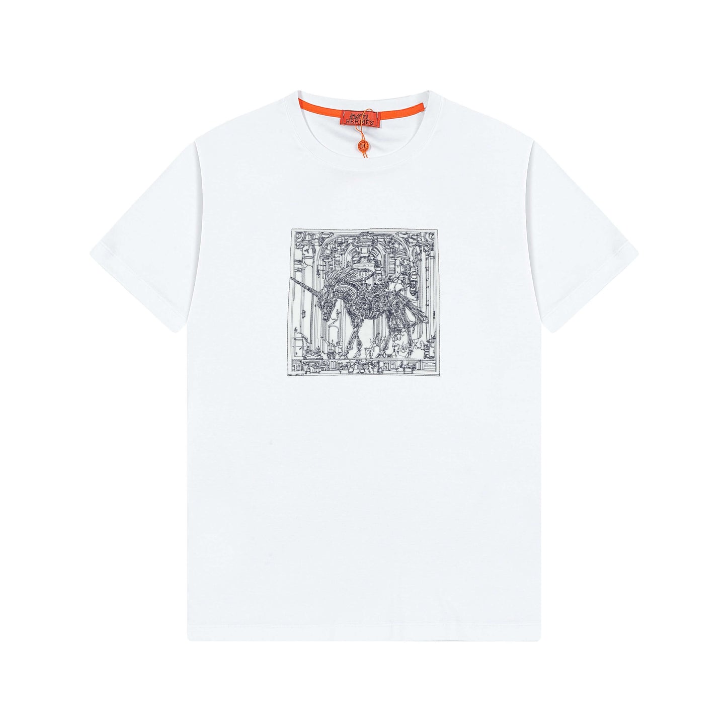 Camiseta bordada con caballo exquisito