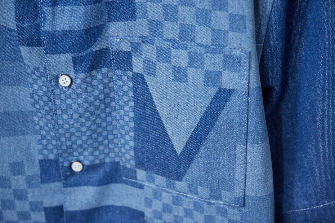 Mosaic Plaid Denim Shirt