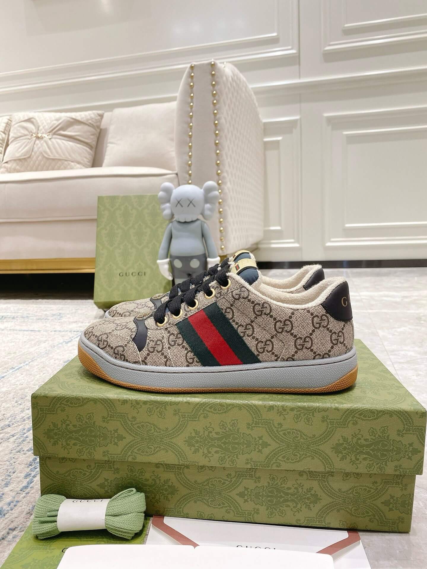 Metallic Double-G Gray Sneakers