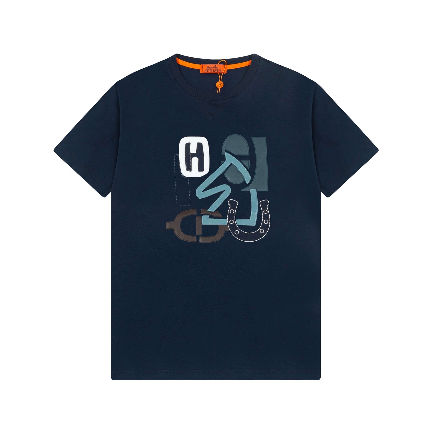 Camiseta con bordado de parche de cuero