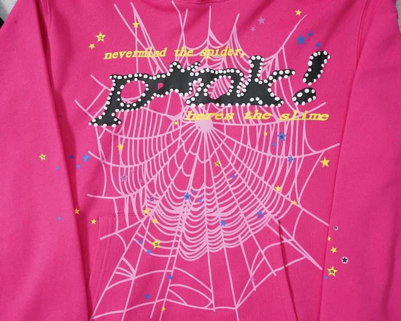 Sudadera con capucha clásica web negra y rosa