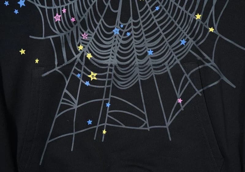 Sudadera con capucha clásica web negra y rosa
