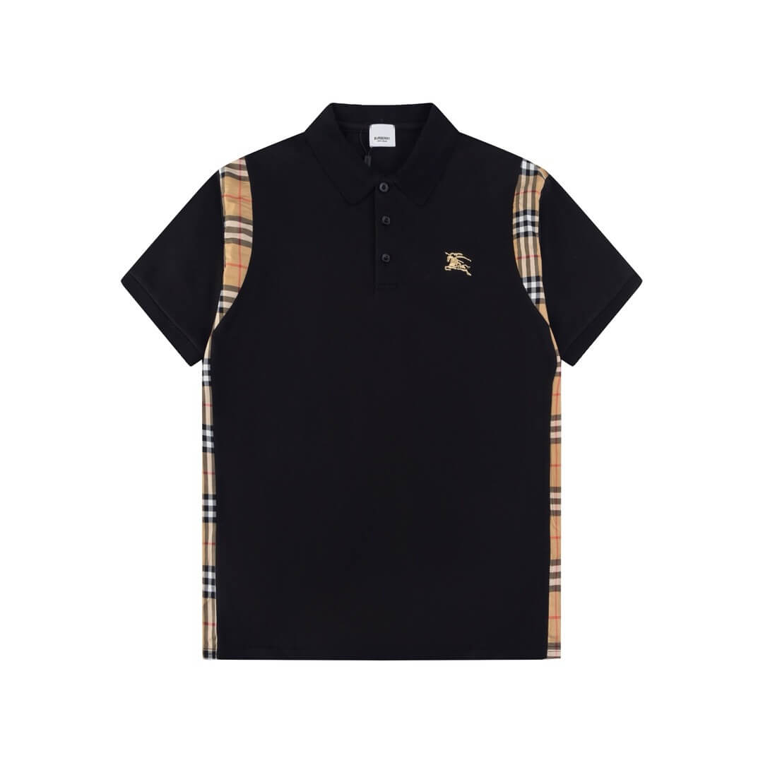 Camiseta polo con costuras de rayas marrones
