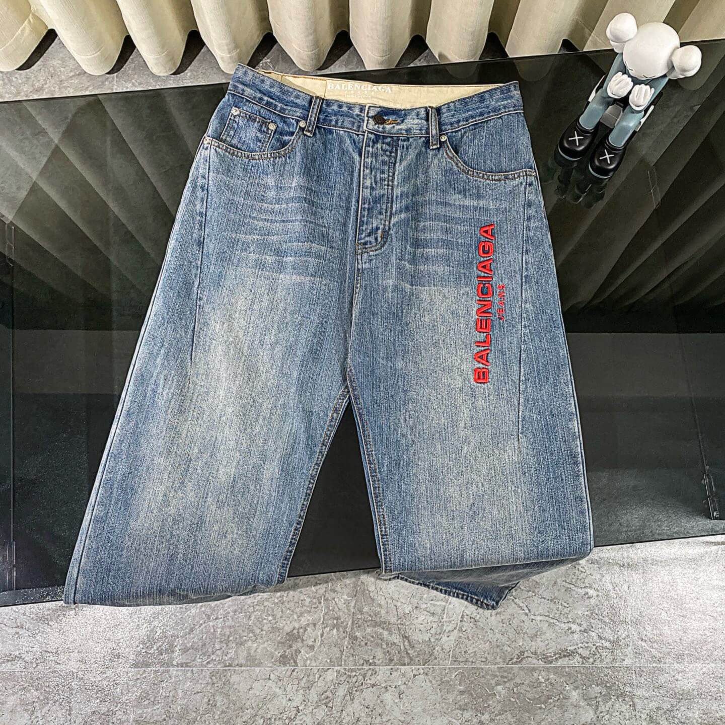 Red Embroidered Jeans