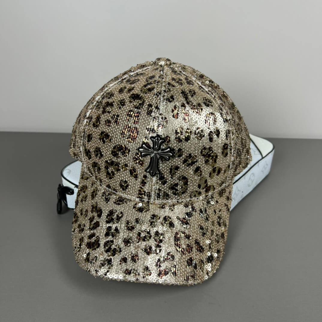 Gorra de lentejuelas con estampado de leopardo de moda vanguardista