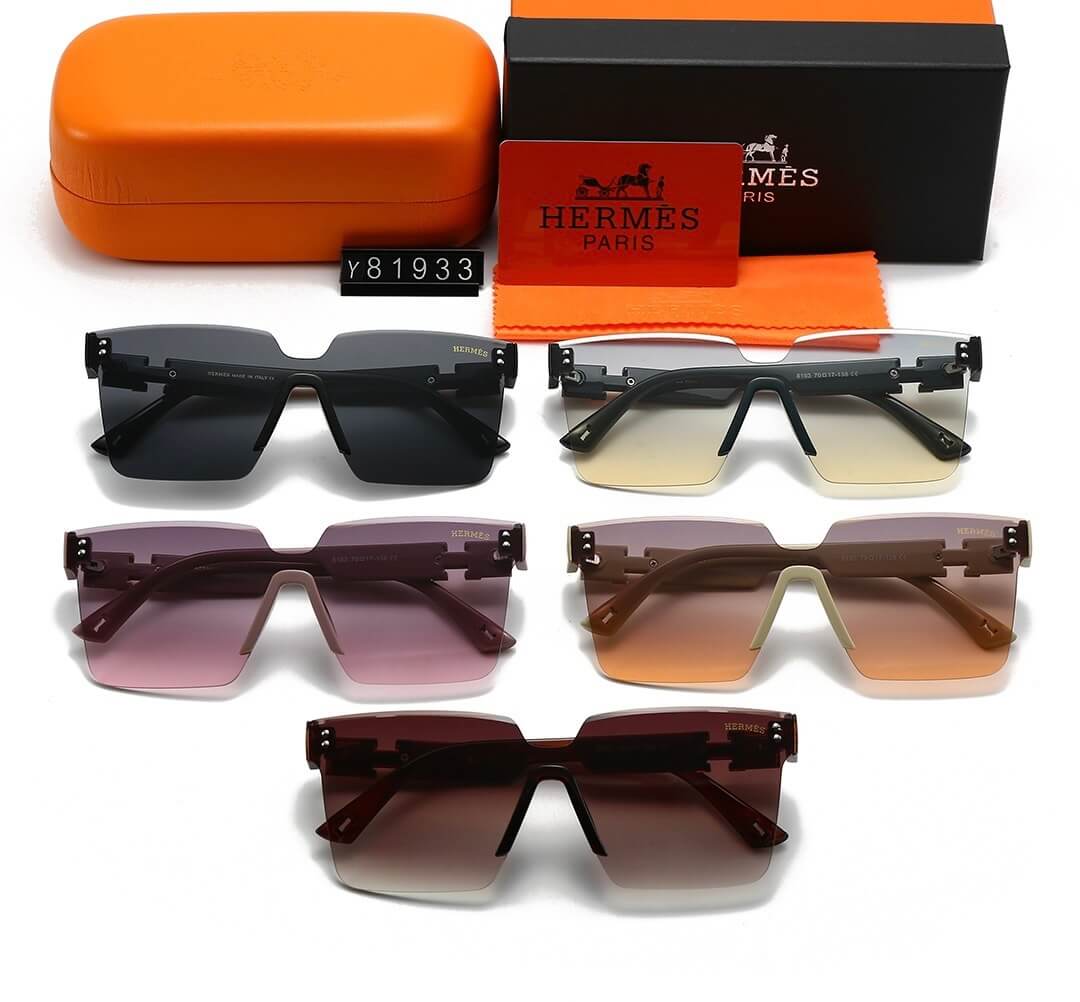 Gafas de sol de estilo casual, sin marco y con patillas brillantes