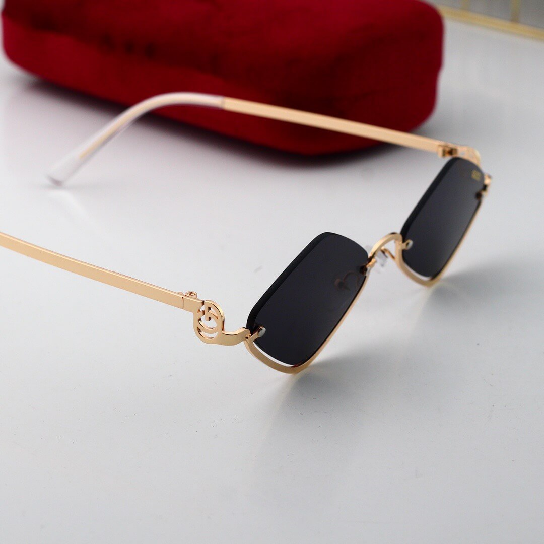 Gafas de sol de moda con media montura y rombos