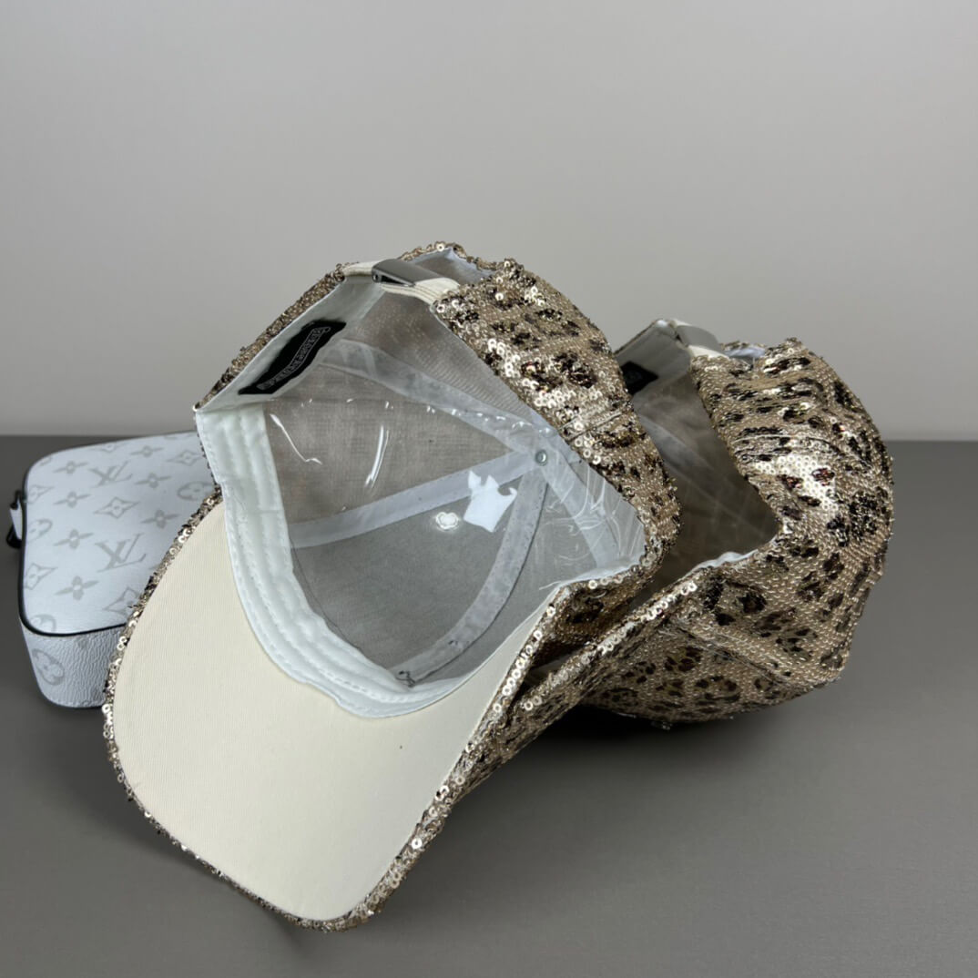 Gorra de lentejuelas con estampado de leopardo de moda vanguardista