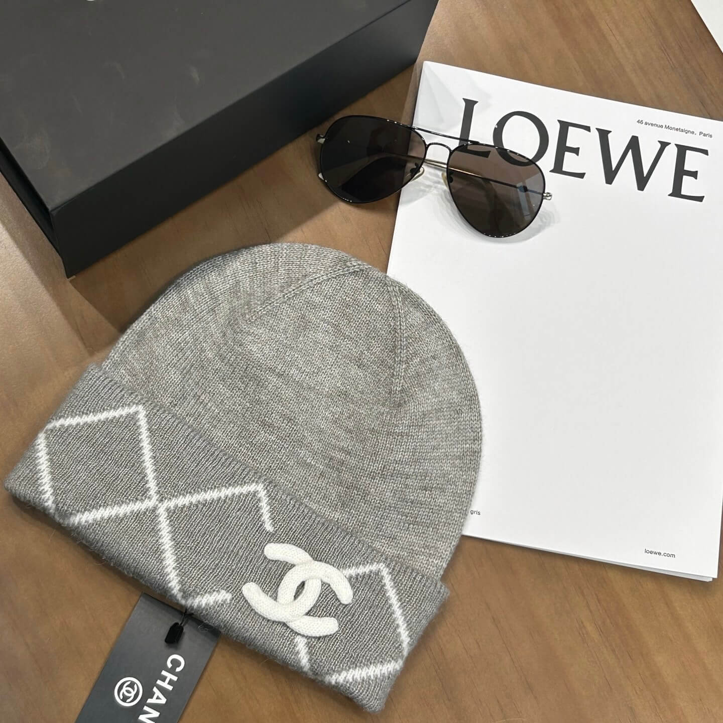 Gorro de punto con estampado de diamantes