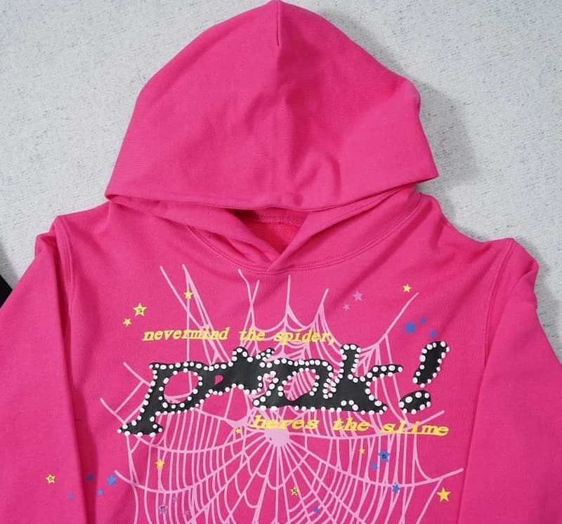 Sudadera con capucha clásica web negra y rosa
